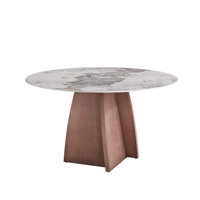 59.05' Round Marble Dining Table with Iron Metal Base, Artificial Marble for 8 People, Dining Room/Living Room Kitchen Dining Table,Pandora (Dining Table Only) Default -DTYStore