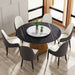 59.05' Round Marble Dining Table with Metal Base, Artificial Marble for 6-8 People, 31.5'White Artificial Stone Turntable,White&Black (Dining Table Only) Default -DTYStore