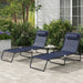 Outsunny Folding Chaise Lounge Pool Chair Set of 2, Patio Sun Tanning Chair, Outdoor Lounge Chair w/ Reclining Back, Pillow, Breathable Mesh & Bungee Seat for Beach, Dark Blue - DTYStore