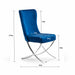 PrimeNest Noblesse Collection Upholstered Silver Legged Dining Chair, Set of 2, Blue - DTYStore