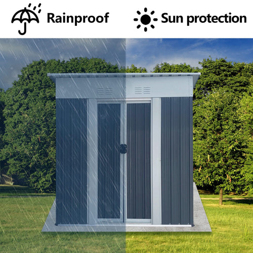 5FTx3FT Pent Roof Grey Outdoor Tool Bike Storage Garden Shed Tool House - Image 4