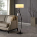 59' In Contemporary Dual Black Arc W/ Hanging Pendelum Lamp Metal Floor Lamp Default -DTYStore