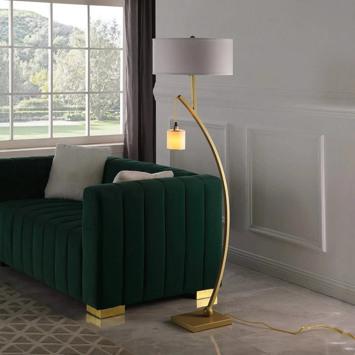 59' In Contemporary Dual Gold Arc W/ Hanging Pendelum Lamp Metal Floor Lamp Default -DTYStore