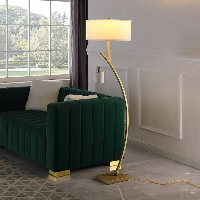 59' In Contemporary Dual Gold Arc W/ Hanging Pendelum Lamp Metal Floor Lamp Default -DTYStore