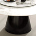 59' Marble Round Dining Table, Sintered Stone Round Dining Table with Stainless Steel Cone Base, Sturdy Dining Table for Kitchen Dining Room for 6-8 people Default -DTYStore