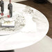 59' Marble Round Dining Table, Sintered Stone Round Dining Table with Stainless Steel Cone Base, Sturdy Dining Table for Kitchen Dining Room for 6-8 people Default -DTYStore