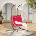 Double Egg Chair with Stand Hanging Indoor Outdoor Wicker Rattan Patio Basket Egg Swing Chair Hammock Egg Chairs with UV Resistant Cushions 600 lbs for Bedroom Balcony Patio - DTYStore