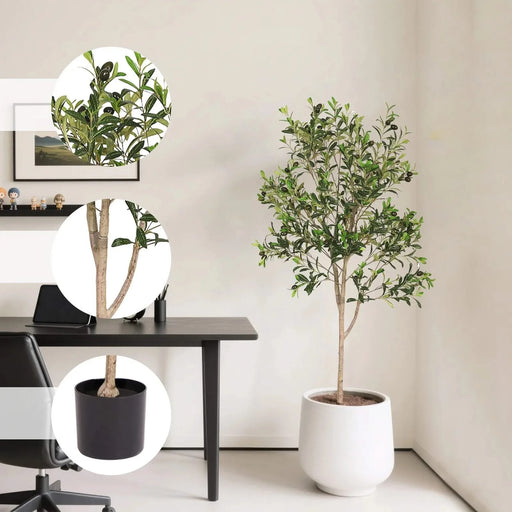 5FT Assembled Artificial Tree Olive Tree with Branches and Fruits Faux Greenery for Indoor Home and Office Decoration 1pc/set Default -DTYStore