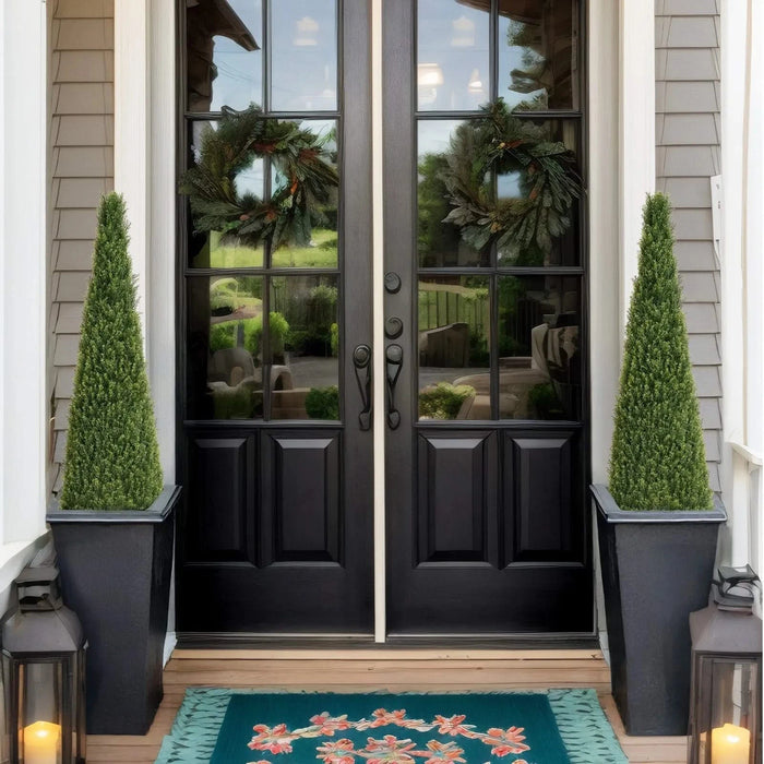 5FT Conical Topiary Cedar Trees Artificial Outdoor Lifelike Faux Evergreen Shrubs and Bushes, UV Resistant Fake Potted Plants for Front Porch and Garden Decor, 1pc/set Default -DTYStore