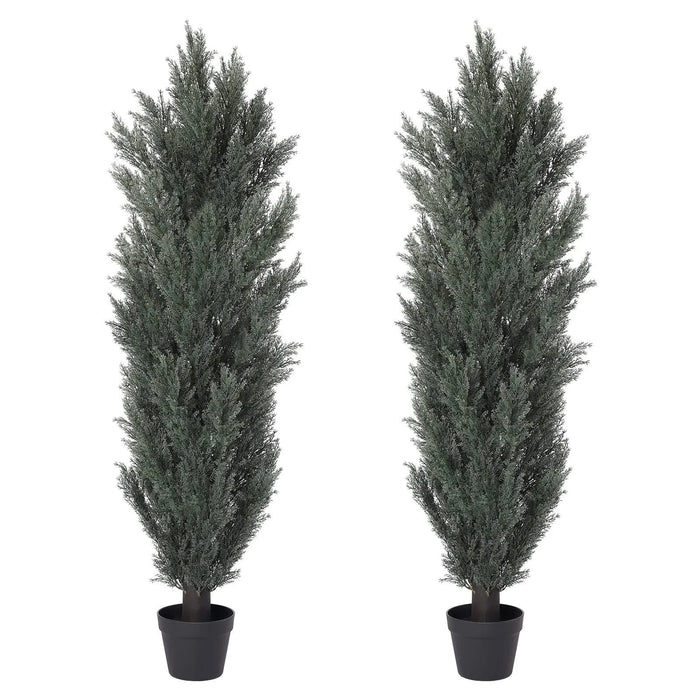 5FT Detachable Artificial Green Cypress Tree Realistic Tall Faux Plant for Indoor and Outdoor Decoration 2pcs/set Default -DTYStore
