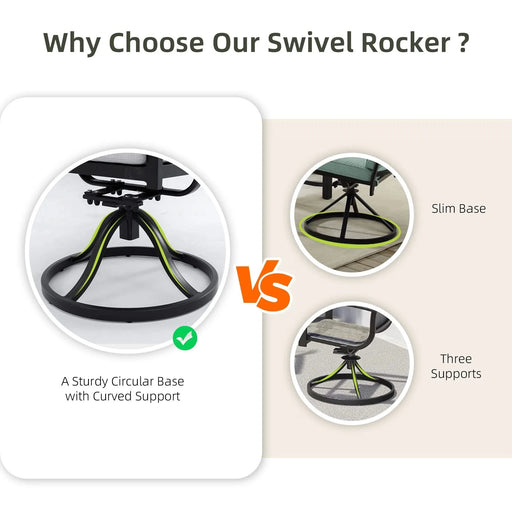 5PCs Outdoor Patio Aluminum Furniture Set, Modern Dining Set with 4 Swivel Rockers Sunbrella Fabric Cushioned, Nature-Inspired Branch-Like Backrest, Rectangular Table with Umbrella Hole, Bourbon Brown Default -DTYStore