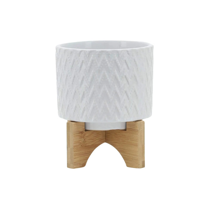 5' CHEVRON PLANTER W/ STAND, WHITE Default -DTYStore