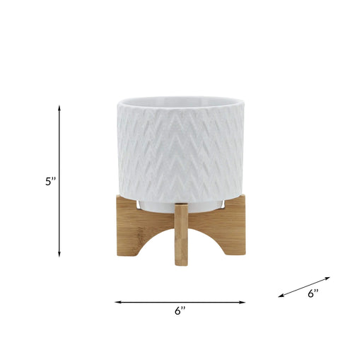 5' CHEVRON PLANTER W/ STAND, WHITE Default -DTYStore