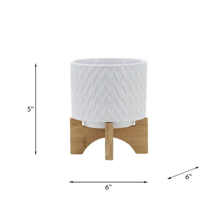5' CHEVRON PLANTER W/ STAND, WHITE Default -DTYStore
