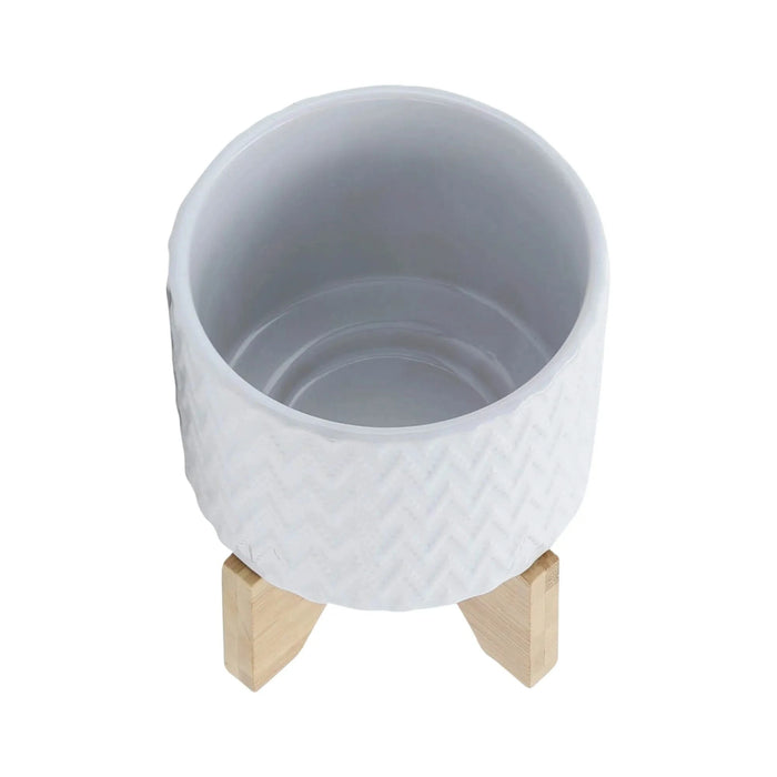 5' CHEVRON PLANTER W/ STAND, WHITE Default -DTYStore