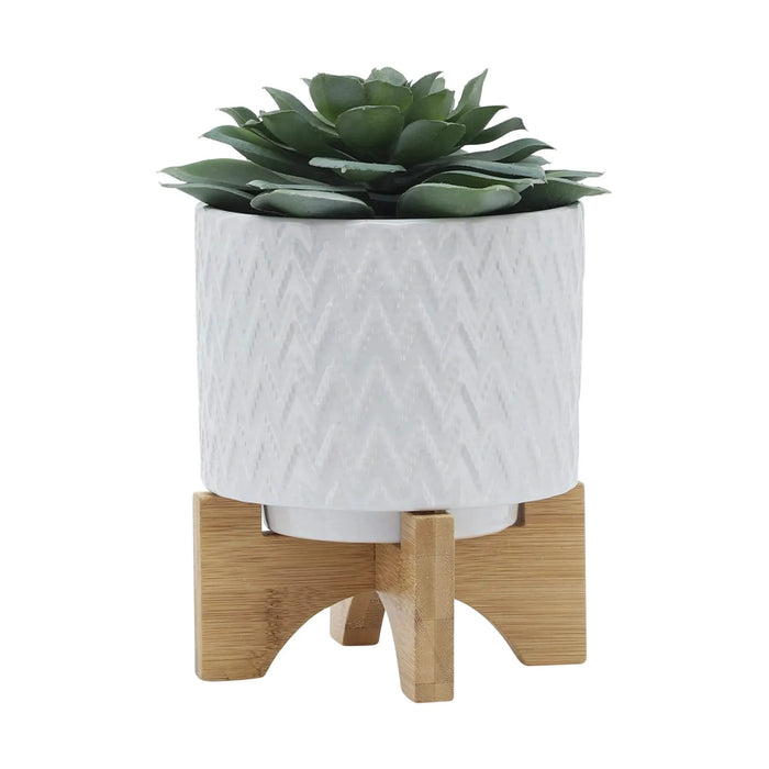 5' CHEVRON PLANTER W/ STAND, WHITE Default -DTYStore