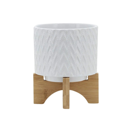 5' CHEVRON PLANTER W/ STAND, WHITE Default -DTYStore