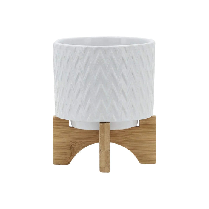 5' CHEVRON PLANTER W/ STAND, WHITE Default -DTYStore