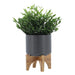 5' PLANTER W/ WOOD STAND, MATTE GRAY Default -DTYStore