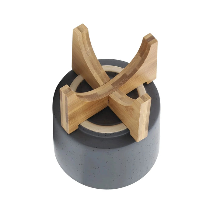 5' PLANTER W/ WOOD STAND, MATTE GRAY Default -DTYStore