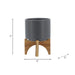 5' PLANTER W/ WOOD STAND, MATTE GRAY Default -DTYStore