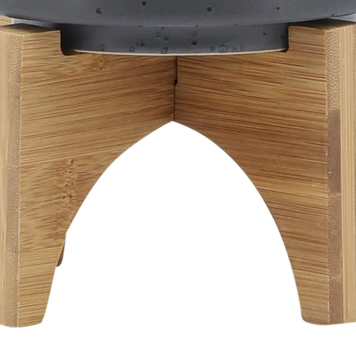 5' PLANTER W/ WOOD STAND, MATTE GRAY Default -DTYStore