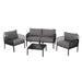 5 Piece Patio Conversation Sets, Modern Outdoor Patio Sectional Furniture Set with Square Coffee Table, Waterproof Thick Cushion Deep Seating for Porch, Balcony, Black & Dark Gray Default -DTYStore