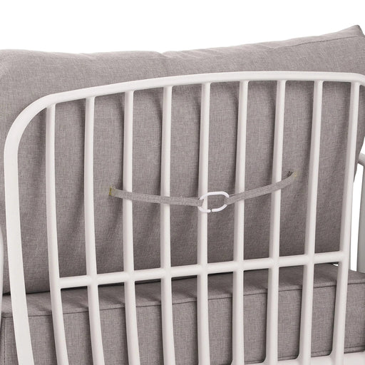 5 Piece Patio Conversation Sets, Modern Outdoor Patio Sectional Furniture Set with Square Coffee Table, Waterproof Thick Cushion Deep Seating for Porch, Balcony, White & Light Gray Default -DTYStore