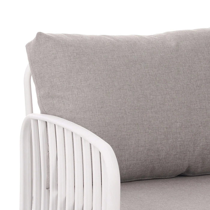 5 Piece Patio Conversation Sets, Modern Outdoor Patio Sectional Furniture Set with Square Coffee Table, Waterproof Thick Cushion Deep Seating for Porch, Balcony, White & Light Gray Default -DTYStore