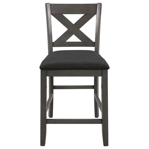 5 Pieces Counter Height Rustic Farmhouse Dining Room Wooden Bar Table Set with 4 Chairs, Gray Default -DTYStore