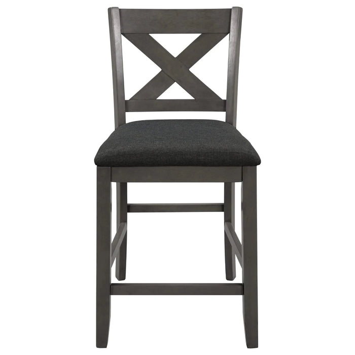 5 Pieces Counter Height Rustic Farmhouse Dining Room Wooden Bar Table Set with 4 Chairs, Gray Default -DTYStore