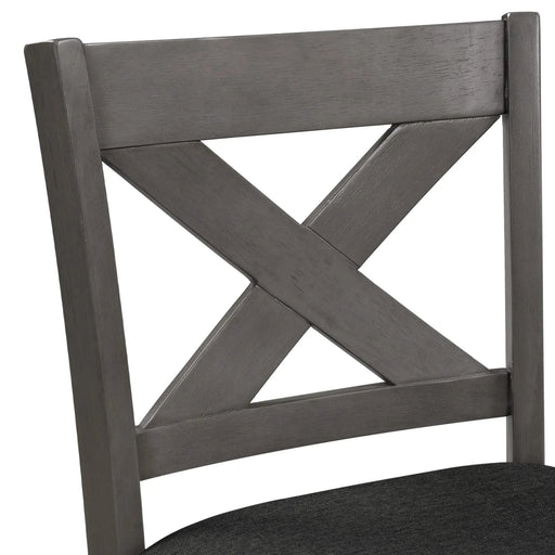 5 Pieces Counter Height Rustic Farmhouse Dining Room Wooden Bar Table Set with 4 Chairs, Gray Default -DTYStore