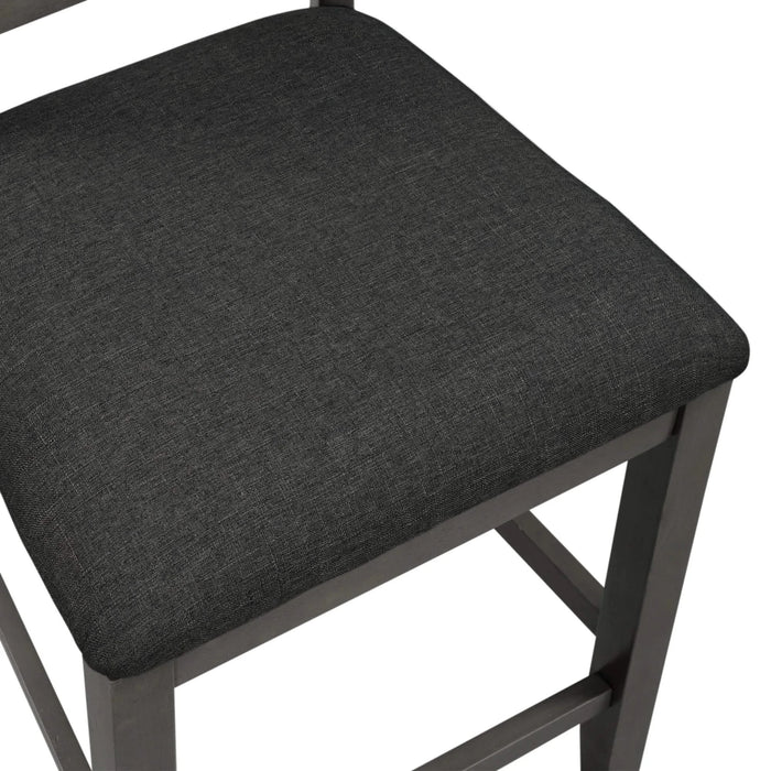 5 Pieces Counter Height Rustic Farmhouse Dining Room Wooden Bar Table Set with 4 Chairs, Gray Default -DTYStore