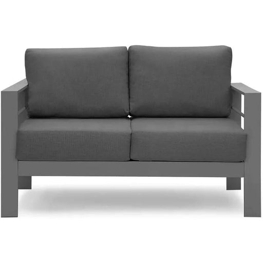 5 Pieces Outdoor All-Weather Conversation Set, Sectional Sofa, Aluminum Couch - Dark Gray Cushions Default -DTYStore