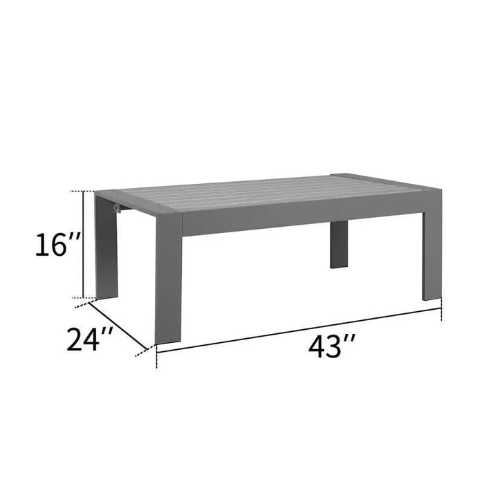 5 Pieces Outdoor All-Weather Conversation Set, Sectional Sofa, Aluminum Couch - Dark Gray Cushions Default -DTYStore