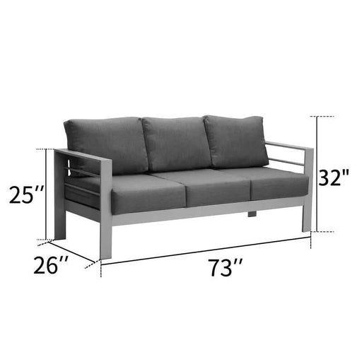 5 Pieces Outdoor All-Weather Conversation Set, Sectional Sofa, Aluminum Couch - Dark Gray Cushions Default -DTYStore