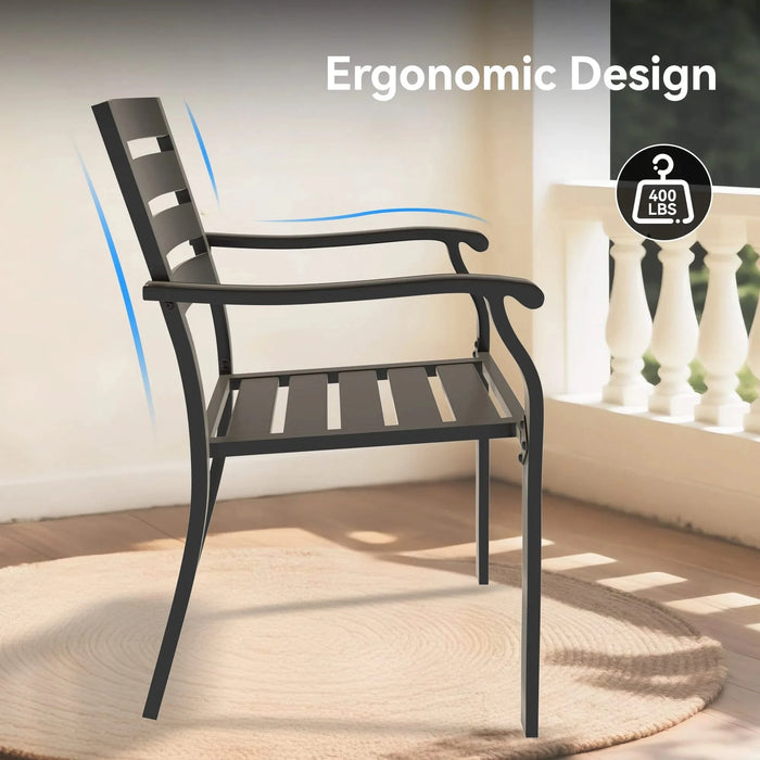 5 Pieces Outdoor Patio Dining Set, 4 Stackable Metal Dining Chairs and 40.6' Round Metal Dining Table, Outdoor Table and Chairs for Lawn Garden Backyard Deck Default -DTYStore