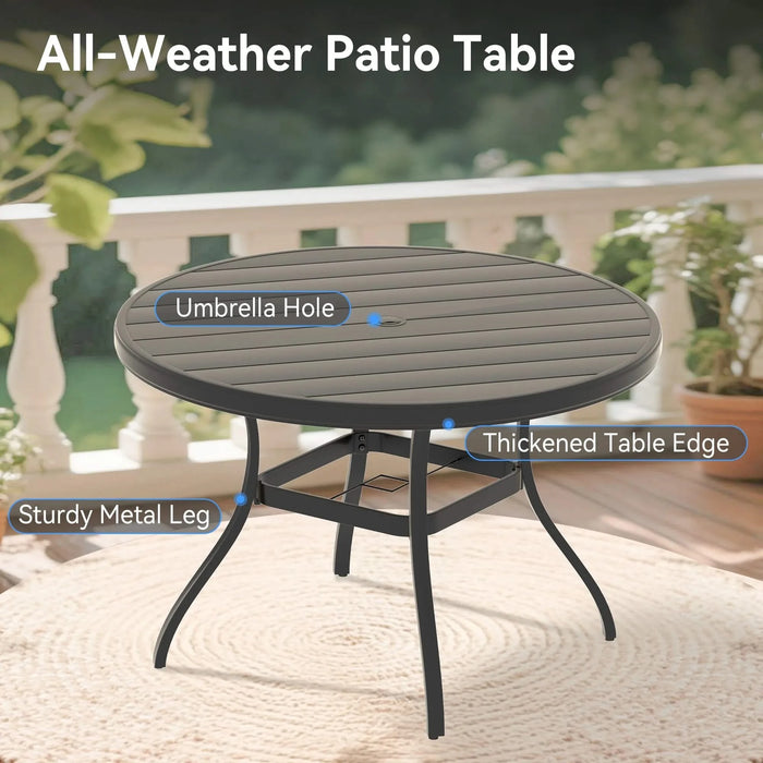 5 Pieces Outdoor Patio Dining Set, 4 Stackable Metal Dining Chairs and 40.6' Round Metal Dining Table, Outdoor Table and Chairs for Lawn Garden Backyard Deck Default -DTYStore
