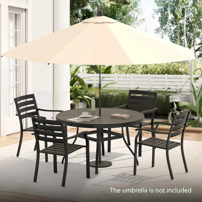 5 Pieces Outdoor Patio Dining Set, 4 Stackable Metal Dining Chairs and 40.6' Round Metal Dining Table, Outdoor Table and Chairs for Lawn Garden Backyard Deck Default -DTYStore