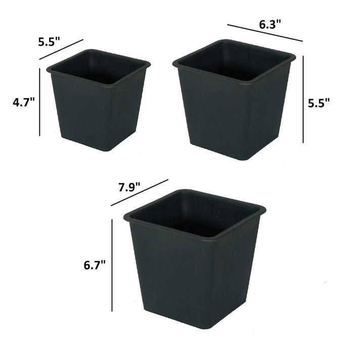 5' Square Nursery Plant Pot - Garden Plastic Pots with Drainage (5-Pack) Default -DTYStore