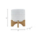 5' TRIBAL PLANTER W/ WOOD STAND, WHITE Default -DTYStore