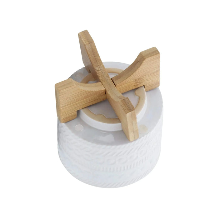 5' TRIBAL PLANTER W/ WOOD STAND, WHITE Default -DTYStore