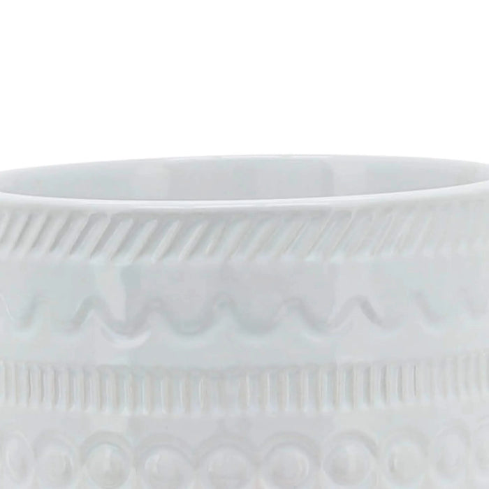 5' TRIBAL PLANTER W/ WOOD STAND, WHITE Default -DTYStore