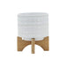 5' TRIBAL PLANTER W/ WOOD STAND, WHITE Default -DTYStore