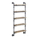 5 Tier Wall Shelf with Metal Tube, Oak and Sandy Black Default -DTYStore