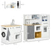 Kids Wooden Kitchen Playset with Sound Effects and Tons of Countertop Space, Wooden Corner Play Kitchen Set with Washing Machine, Imaginative Toy Pretend Restaurant, Ages 3-6, White - DTYStore