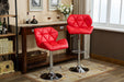 Glasgow Contemporary Tufted Adjustable Height Hidraulic Bar Stools, Set of 2, Red - DTYStore