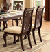 Elegant Design Traditional Side Chairs 2pc Set Dark Cherry Finish Brown Fabric Seats Dining Furniture - DTYStore