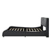 Queen Size Luxurious Faux Leather Upholstered Platform Bed with Thickened Headboard, Bluetooth Speakers and RGB LED Light, No Box Spring Needed, Black - DTYStore