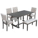 6-Piece Dining Table and Chair Set with Special-shaped Legs and Foam-covered Seat Backs&Cushions for Dining Room (Gary) - DTYStore